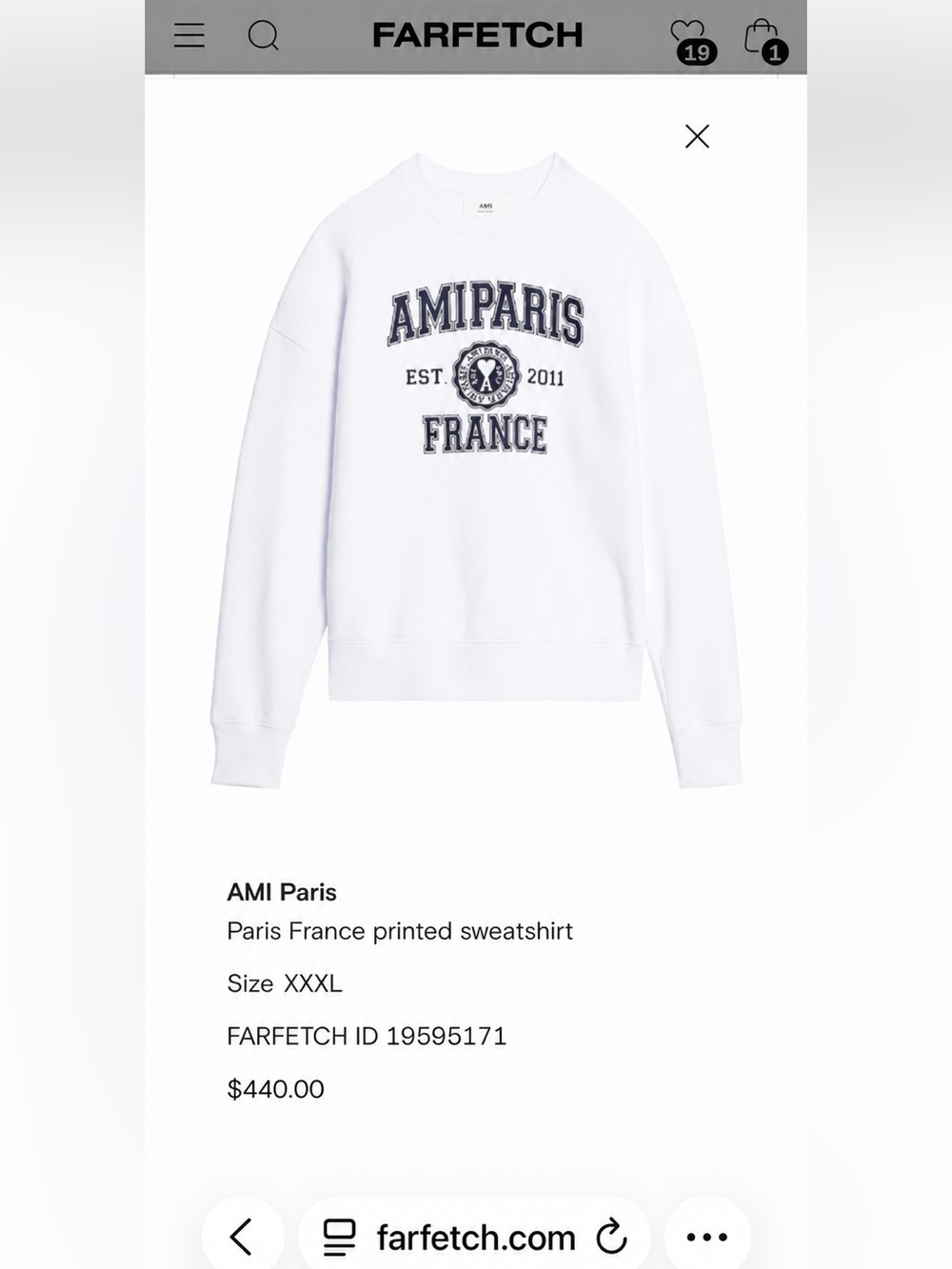 Ami Paris Logo Crewneck Sweatshirt, Unisex size XXXL - Picture 14 of 14